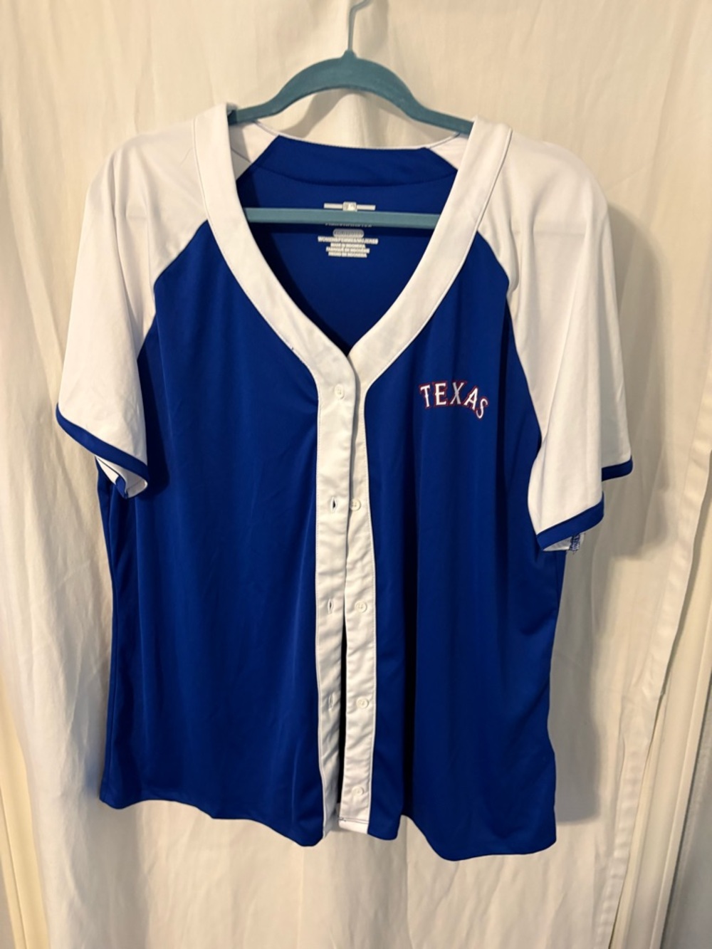 Texas Women's Blue and White Baseball Jersey